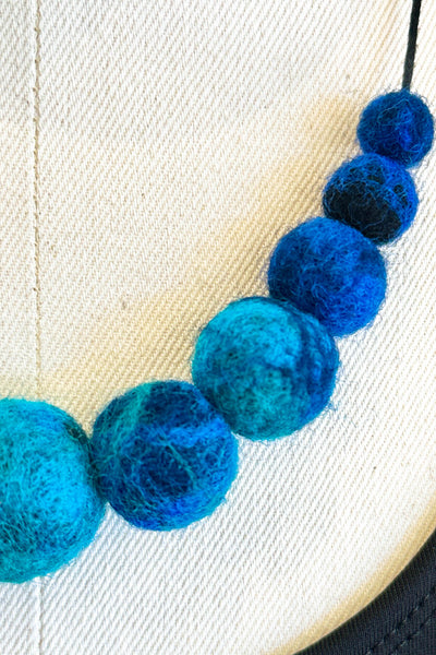 Wool Necklace in Deep Blue Sea