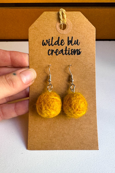 Wool Earrings in Golden Rod