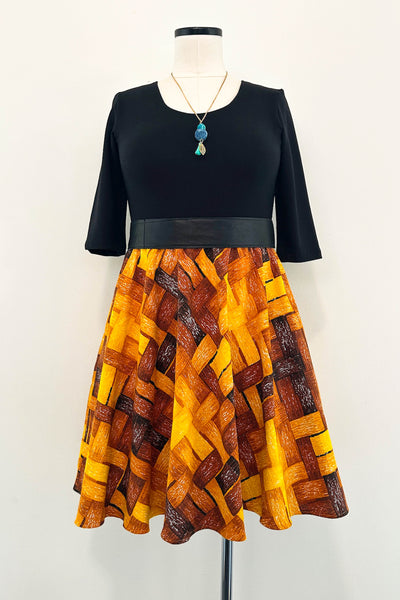 Golden Lattice Dress w/ Pockets LARGE