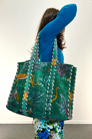 Velvet Tote ~ Green Jungle