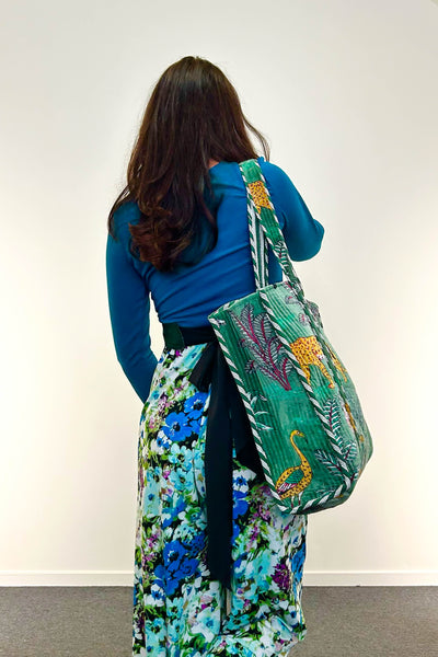 Velvet Tote ~ Green Jungle