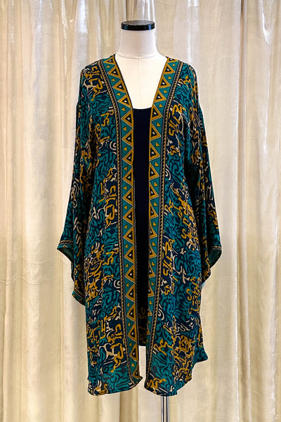 Short Kimono Robe Upcycled ~ Riviera