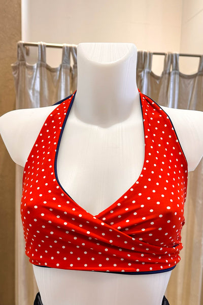 Gina Top in Red Dot & Navy