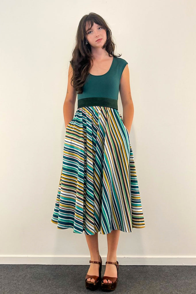 Sunset Stripe Dress w/ Pockets SMALL