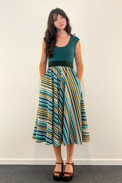 Sunset Stripe Dress w/ Pockets SMALL