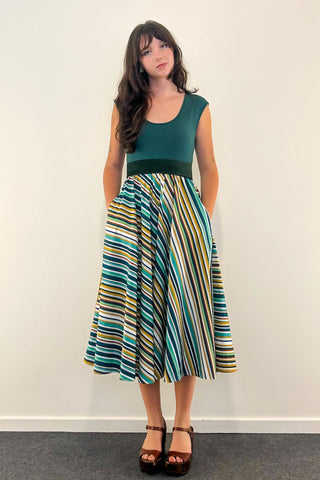 Sunset Stripe Dress w/ Pockets SMALL