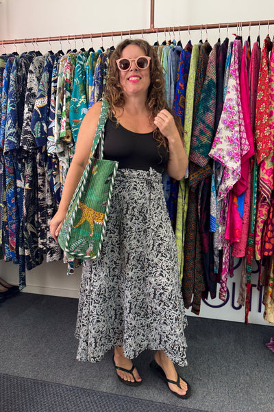 Velvet Tote ~ Green Jungle