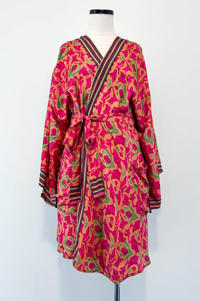 Short Kimono Robe Upcycled ~ Lorelai