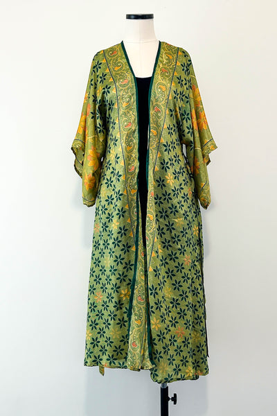 Long Upcycled Kimono Robe ~ Labyrinth