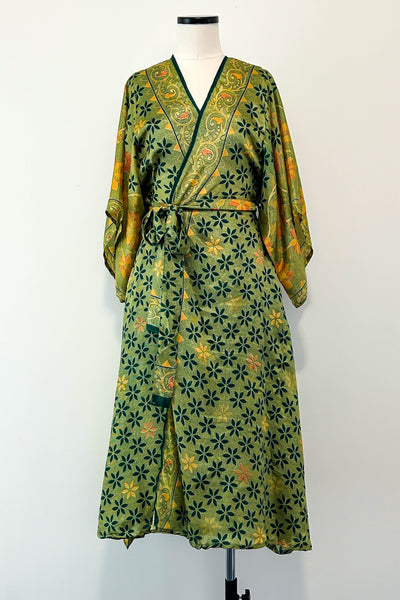 Long Upcycled Kimono Robe ~ Labyrinth
