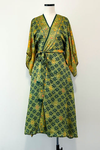 Long Upcycled Kimono Robe ~ Labyrinth
