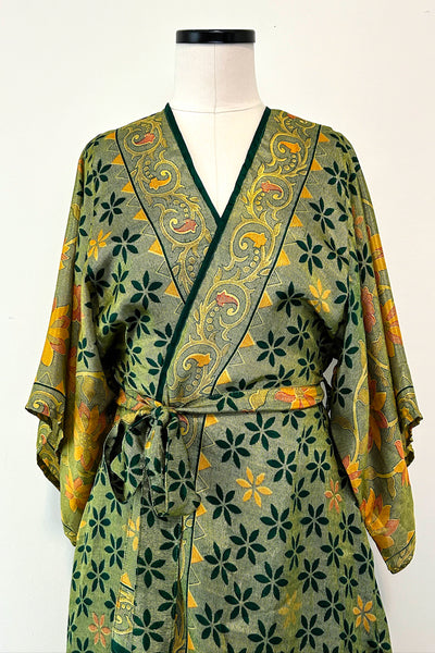 Long Upcycled Kimono Robe ~ Labyrinth