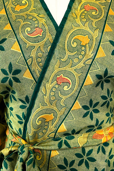Long Upcycled Kimono Robe ~ Labyrinth
