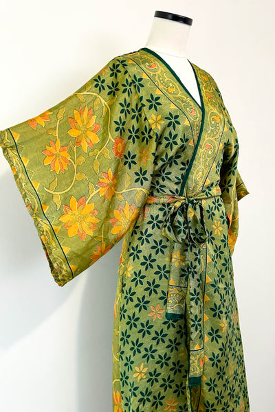 Long Upcycled Kimono Robe ~ Labyrinth