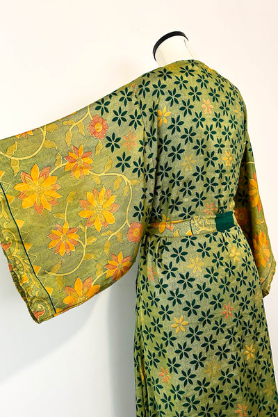 Long Upcycled Kimono Robe ~ Labyrinth