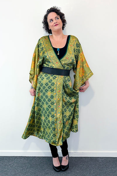 Long Upcycled Kimono Robe ~ Labyrinth