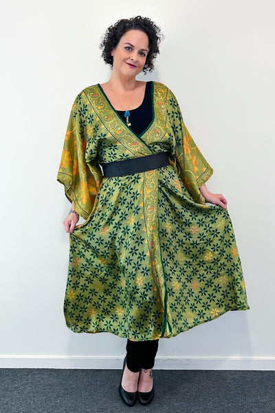 Long Upcycled Kimono Robe ~ Labyrinth