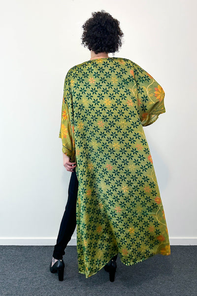 Long Upcycled Kimono Robe ~ Labyrinth