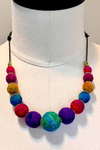 Wool Necklace in Rainbow Jewel