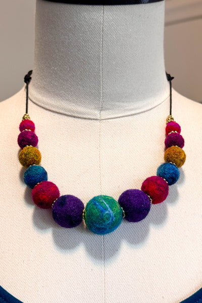 Wool Necklace in Rainbow Jewel