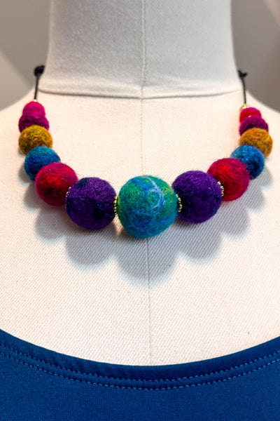 Wool Necklace in Rainbow Jewel