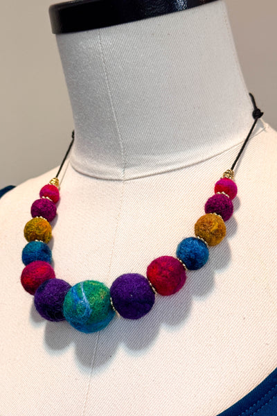 Wool Necklace in Rainbow Jewel