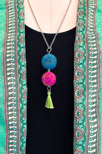 Wool Necklace in Electric Wildflower