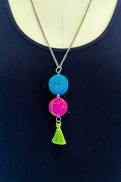 Wool Necklace in Electric Wildflower
