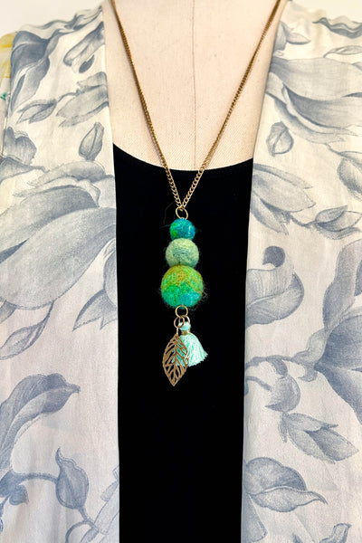 Wool Necklace in Sea Glass Garden