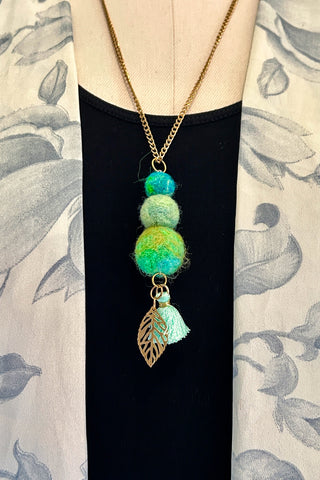 Wool Necklace in Sea Glass Garden