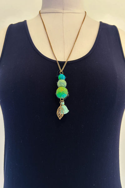 Wool Necklace in Sea Glass Garden