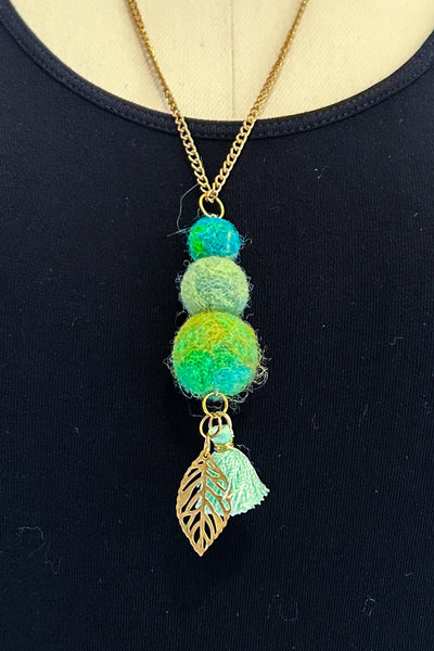 Wool Necklace in Sea Glass Garden