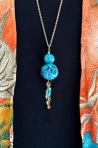 Wool Necklace in Blue Morpho