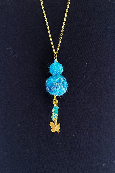 Wool Necklace in Blue Morpho