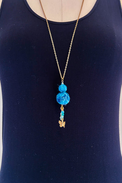 Wool Necklace in Blue Morpho