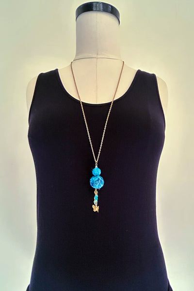 Wool Necklace in Blue Morpho