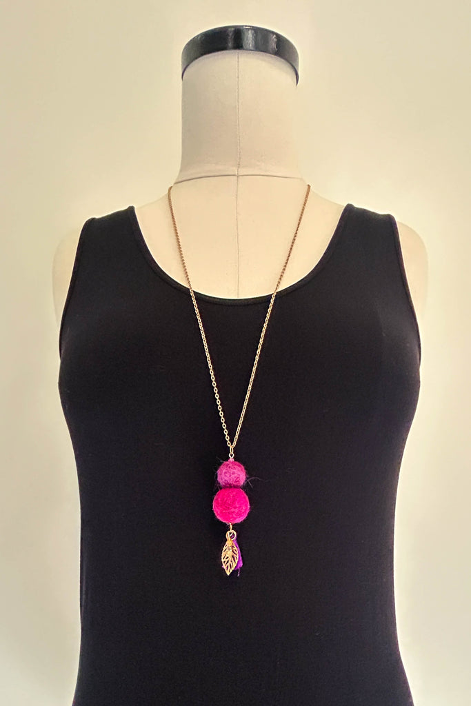 Wool Necklace in Fireweed