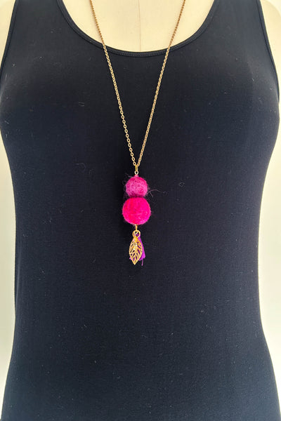 Wool Necklace in Fireweed