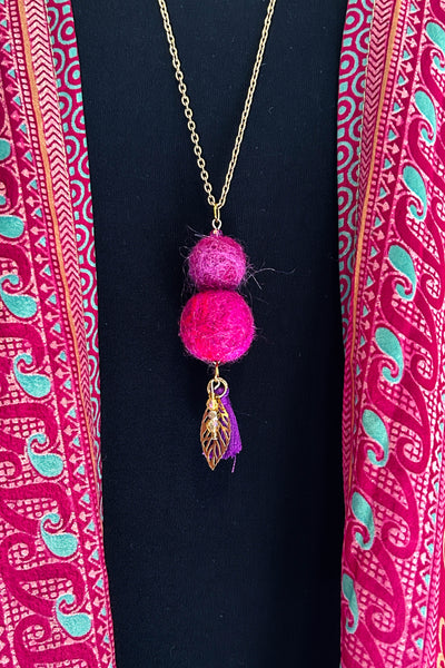 Wool Necklace in Fireweed