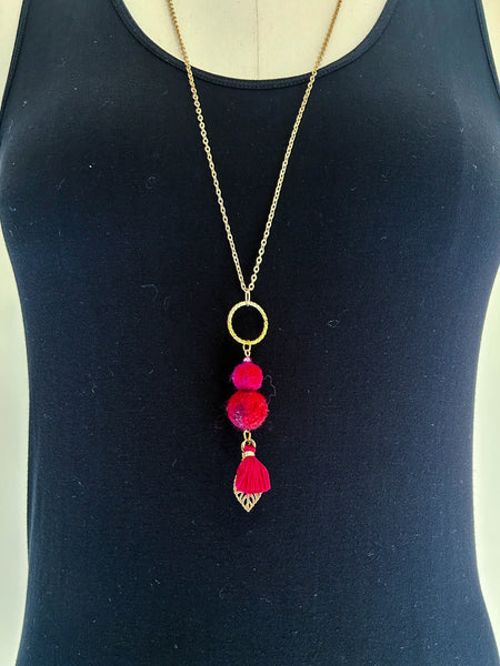 Wool Necklace in Wildly Rosey