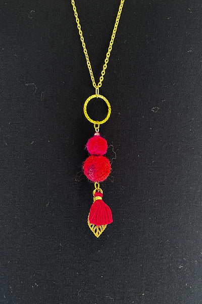 Wool Necklace in Wildly Rosey