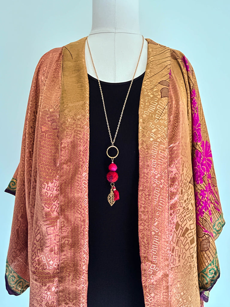 Wool Necklace in Wildly Rosey