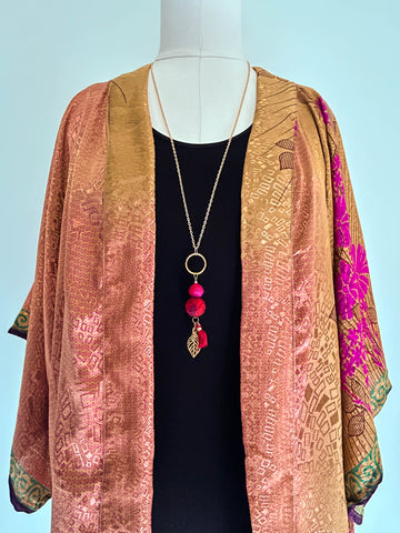 Wool Necklace in Wildly Rosey