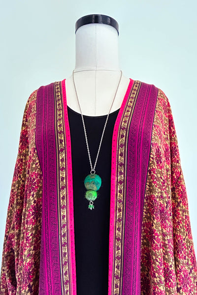 Wool Necklace in Mossy