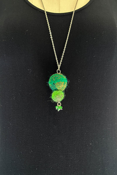 Wool Necklace in Mossy