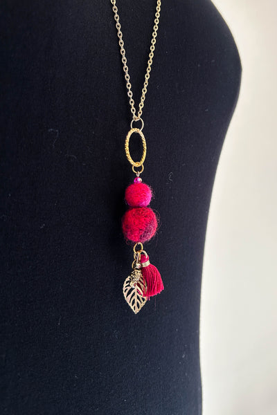 Wool Necklace in Wildly Rosey