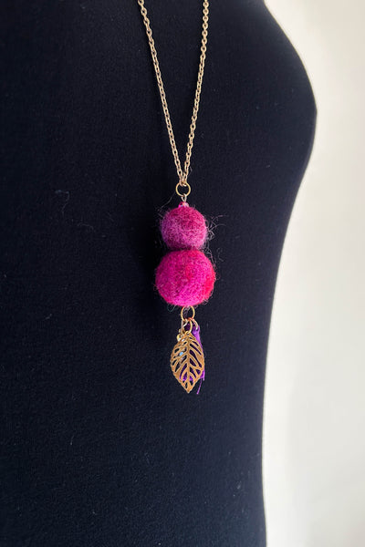 Wool Necklace in Fireweed