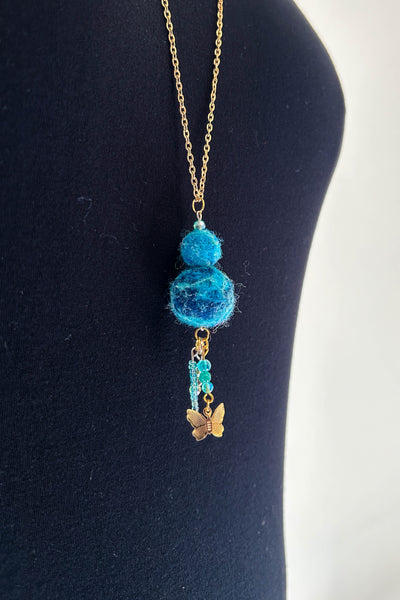 Wool Necklace in Blue Morpho