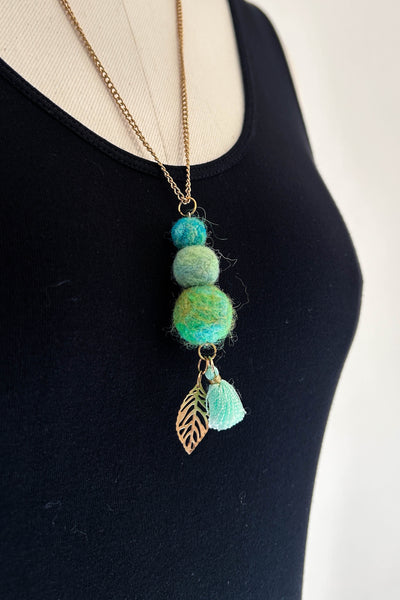 Wool Necklace in Sea Glass Garden