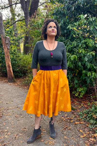 Gold Leaf Dress w/ Pockets MEDIUM